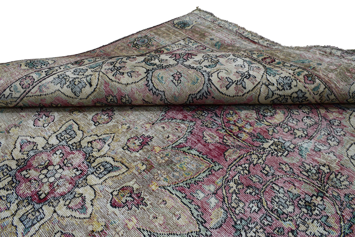 Vintage Distressed Persian Rug – Pearl Echo