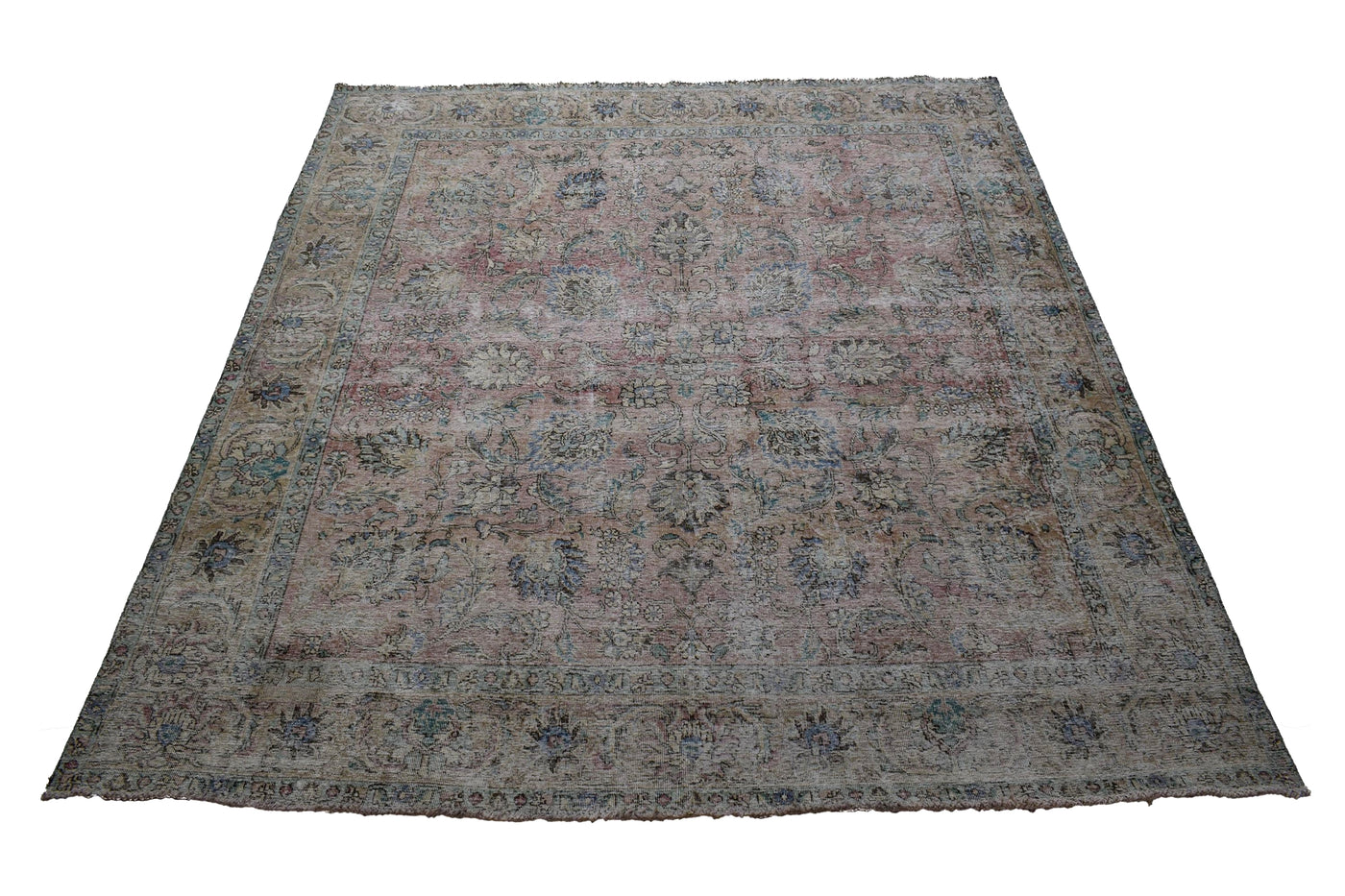 Vintage Distressed Persian Rug – Mist Drift