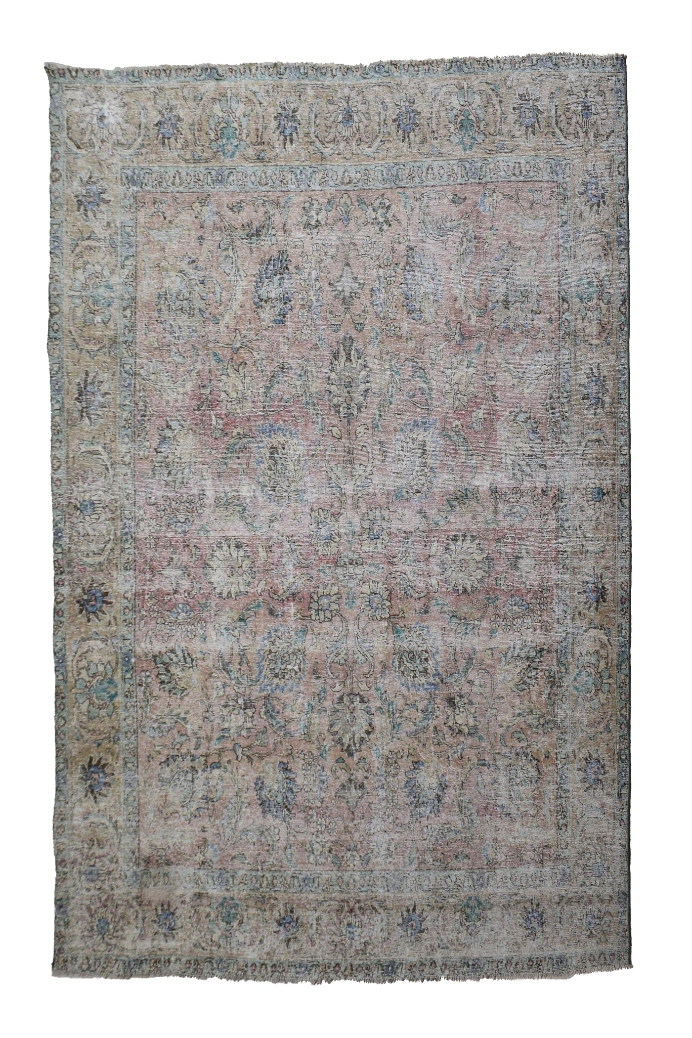 Vintage Distressed Persian Rug – Mist Drift