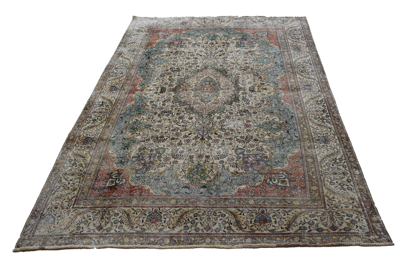 Vintage Distressed Persian Rug – Cobalt Fade