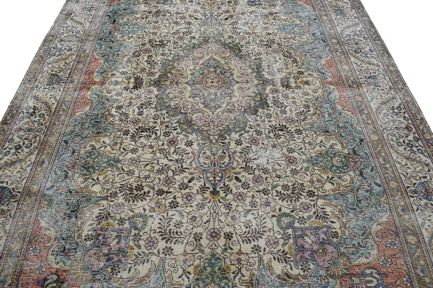 Vintage Distressed Persian Rug – Cobalt Fade