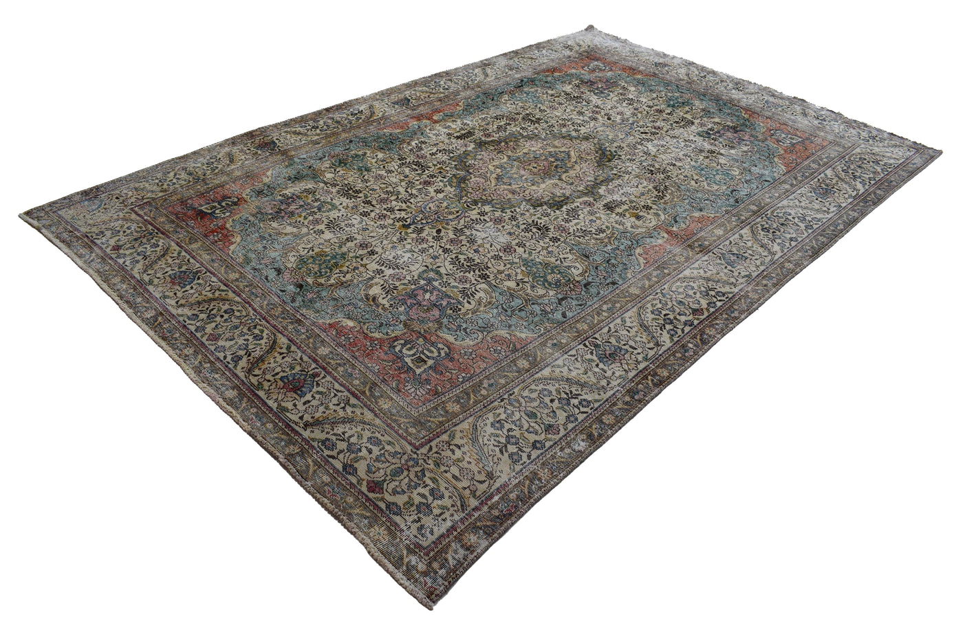 Vintage Distressed Persian Rug – Cobalt Fade