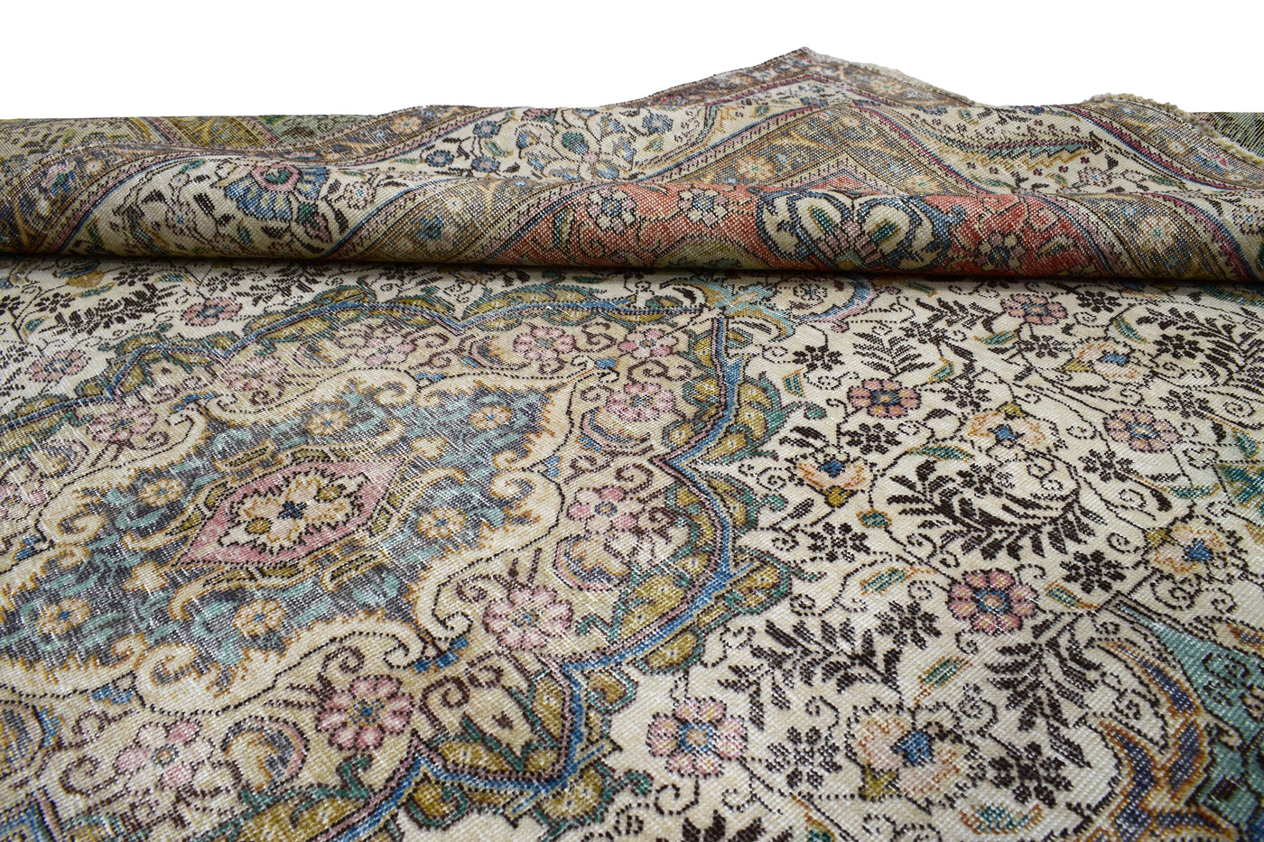 Vintage Distressed Persian Rug – Cobalt Fade