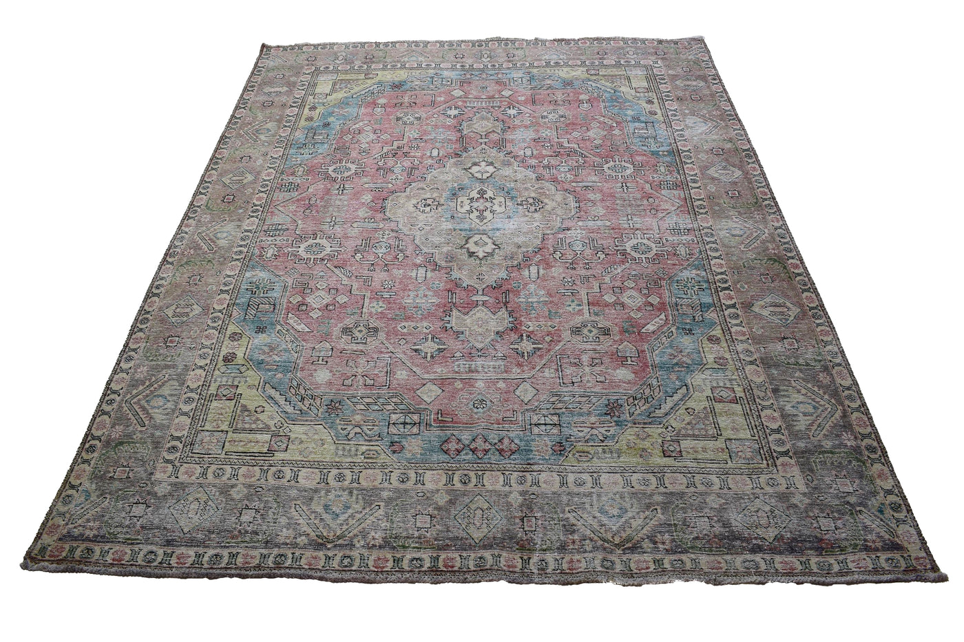 Vintage Distressed Persian Rug – Parchment Fade