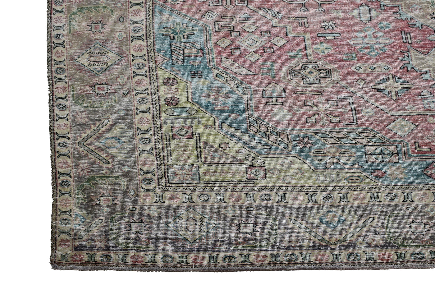 Vintage Distressed Persian Rug – Parchment Fade