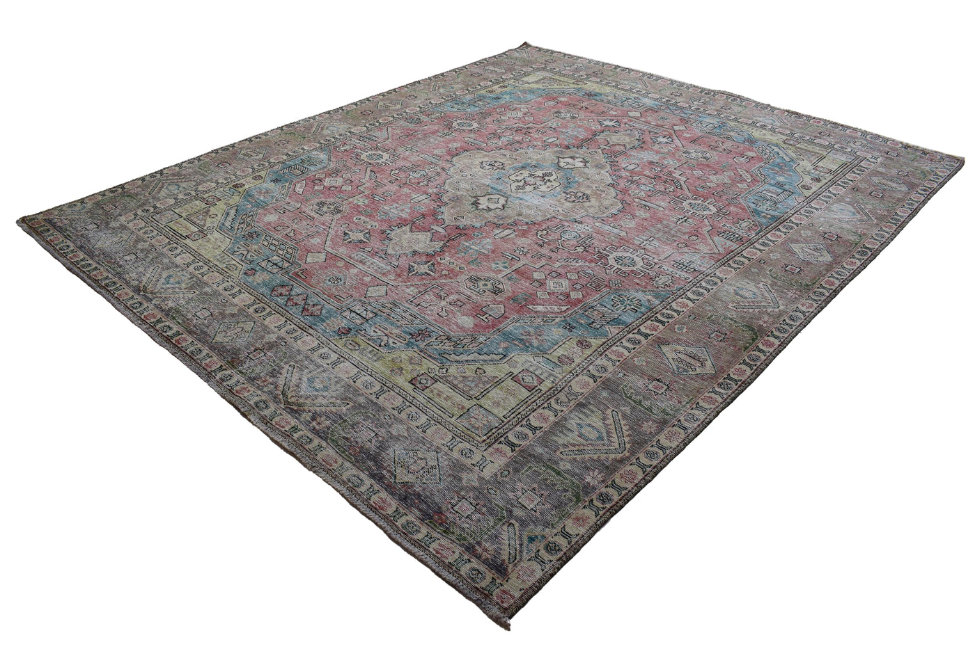 Vintage Distressed Persian Rug – Parchment Fade