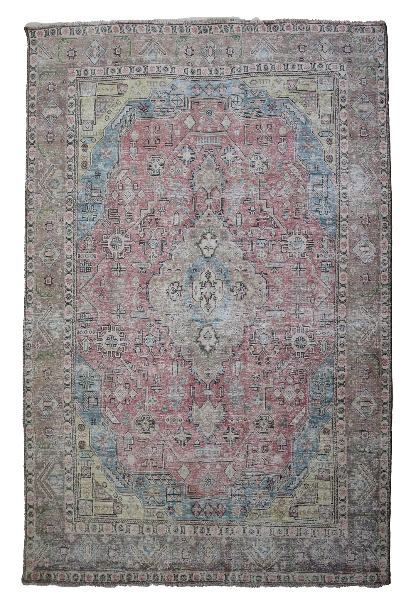 Vintage Distressed Persian Rug – Parchment Fade