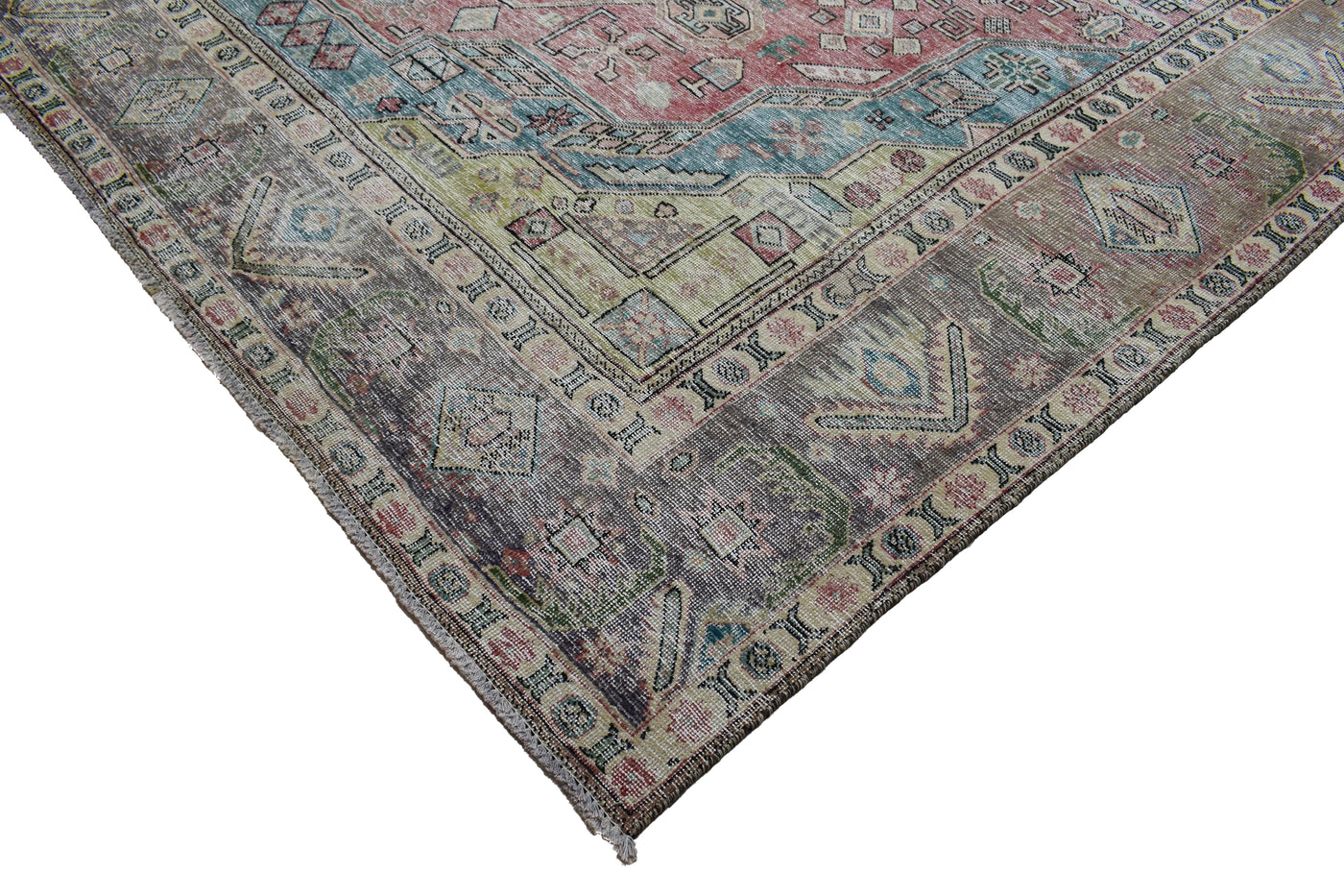 Vintage Distressed Persian Rug – Parchment Fade