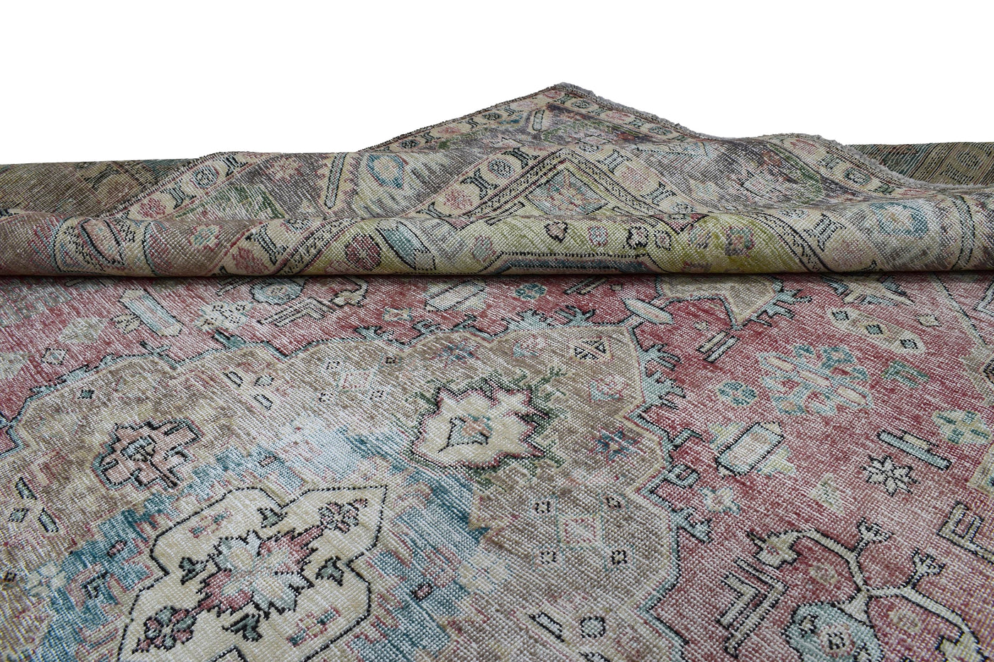 Vintage Distressed Persian Rug – Parchment Fade