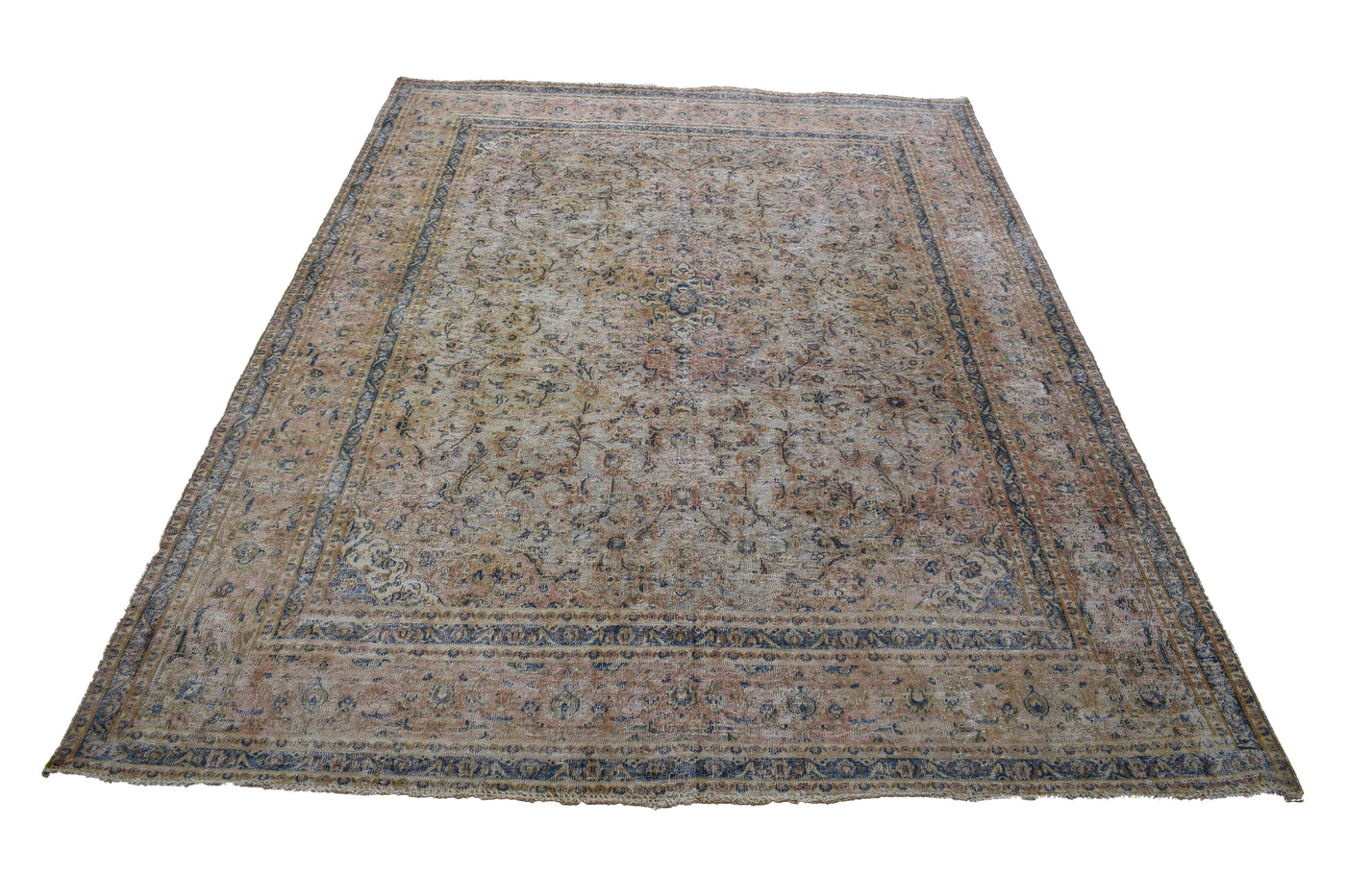 Vintage Distressed Persian Rug – Bone Mist