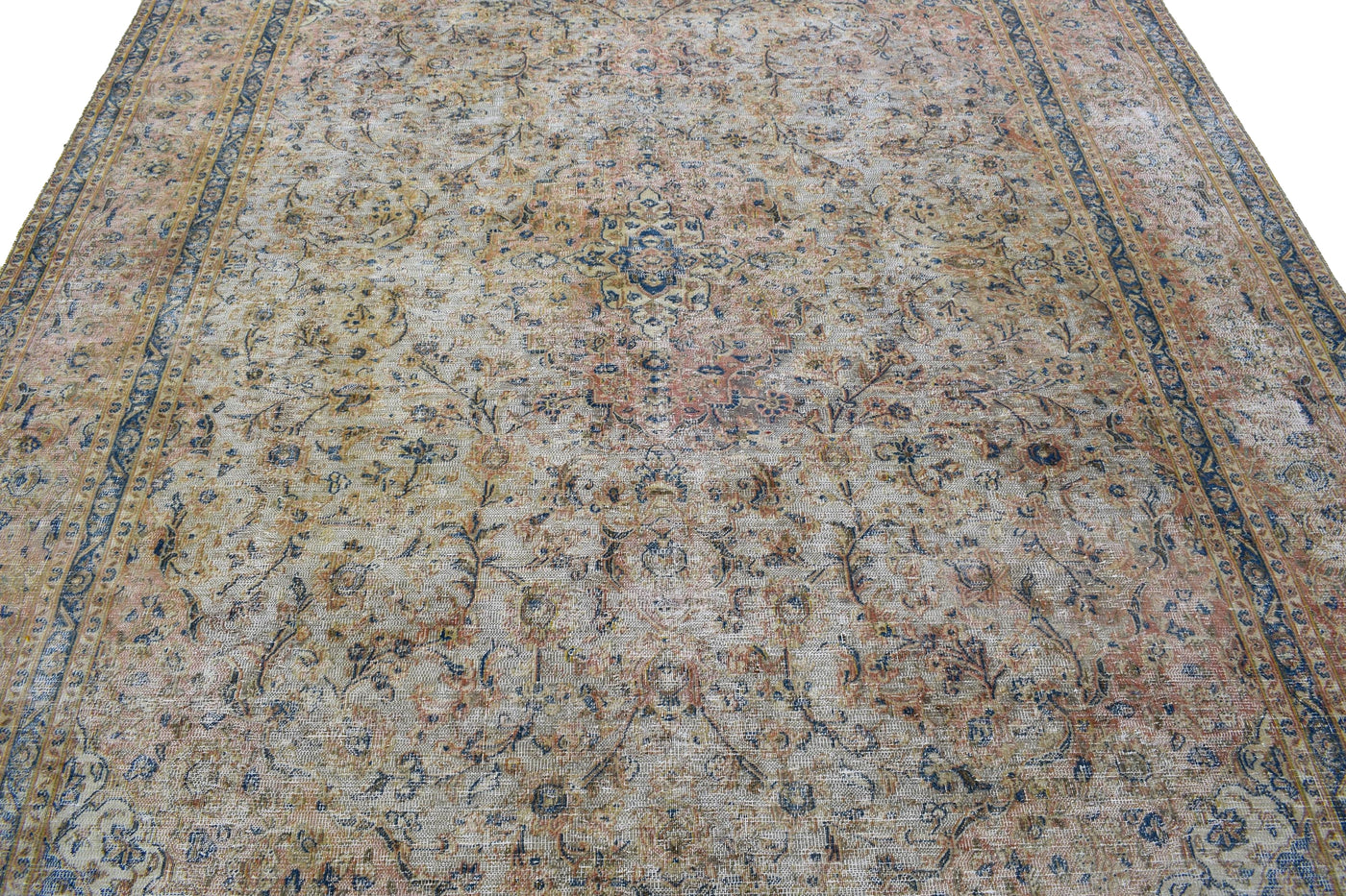 Vintage Distressed Persian Rug – Bone Mist