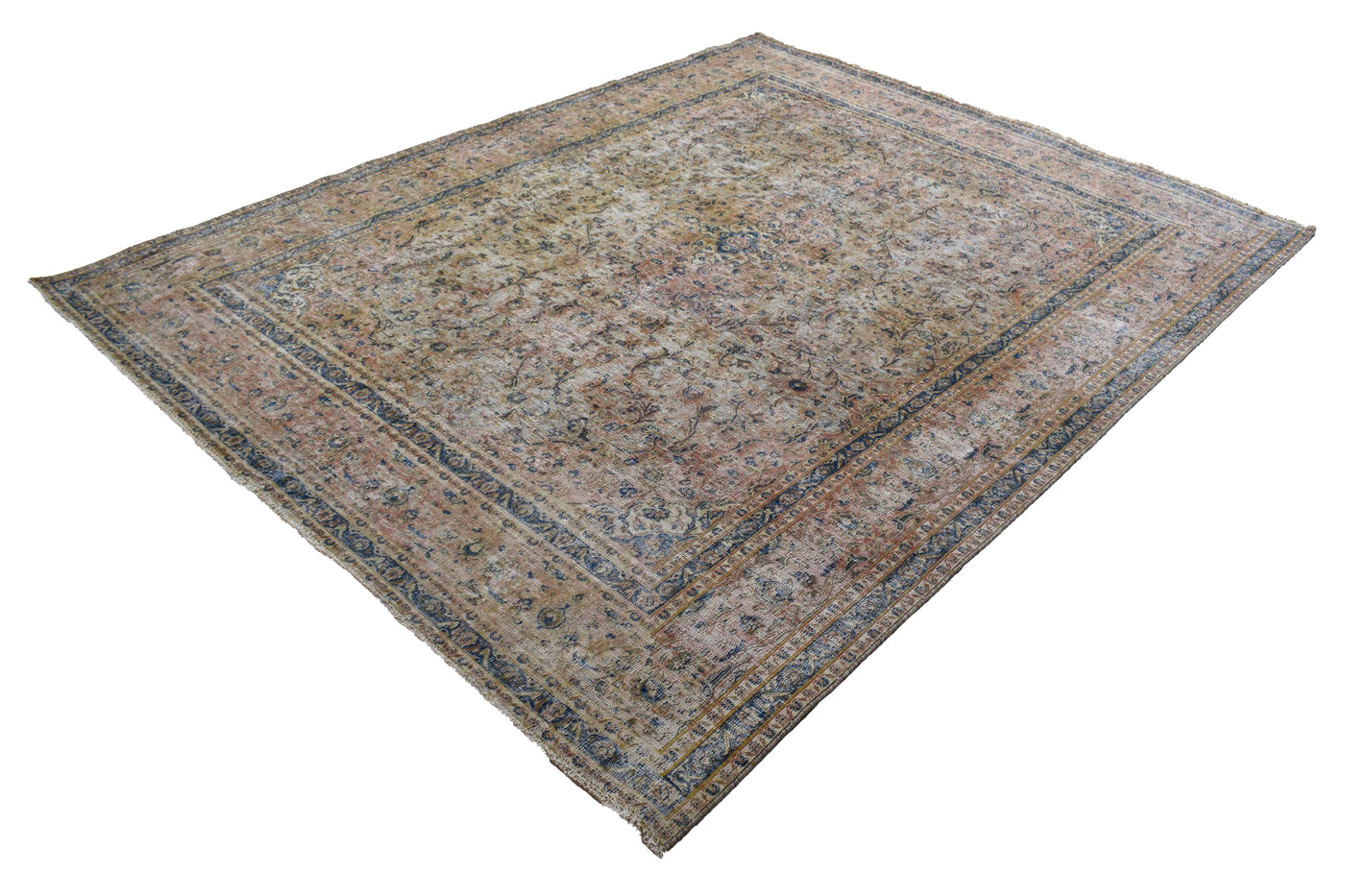 Vintage Distressed Persian Rug – Bone Mist