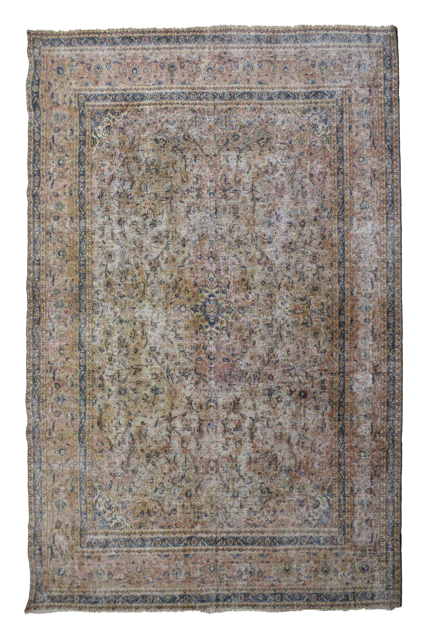 Vintage Distressed Persian Rug – Bone Mist