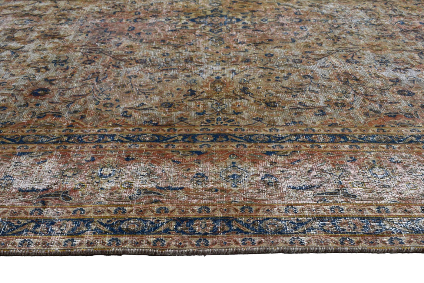 Vintage Distressed Persian Rug – Bone Mist