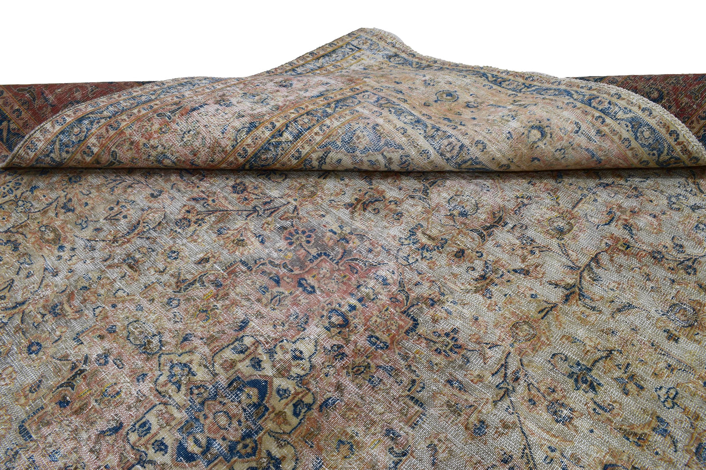 Vintage Distressed Persian Rug – Bone Mist