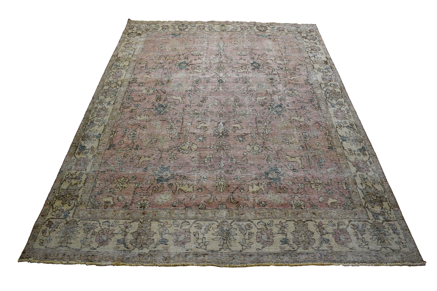 Vintage Distressed Persian Rug – Pebble Mist