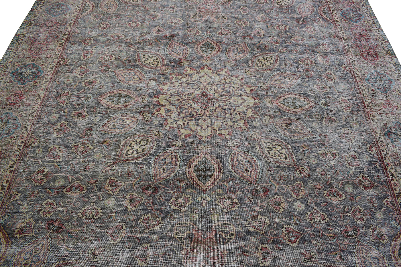 Vintage Distressed Persian Rug – Coal Drift