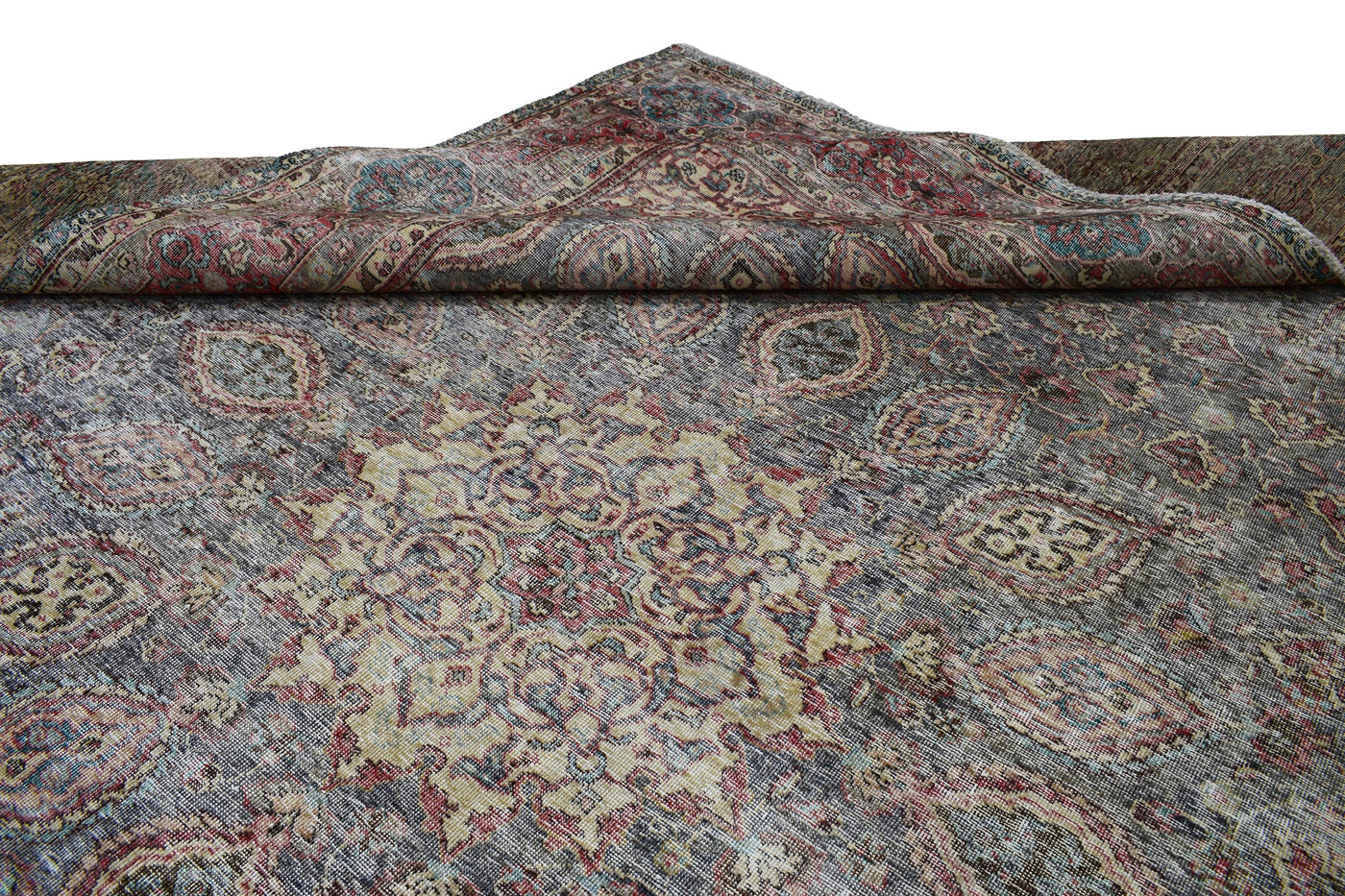 Vintage Distressed Persian Rug – Coal Drift
