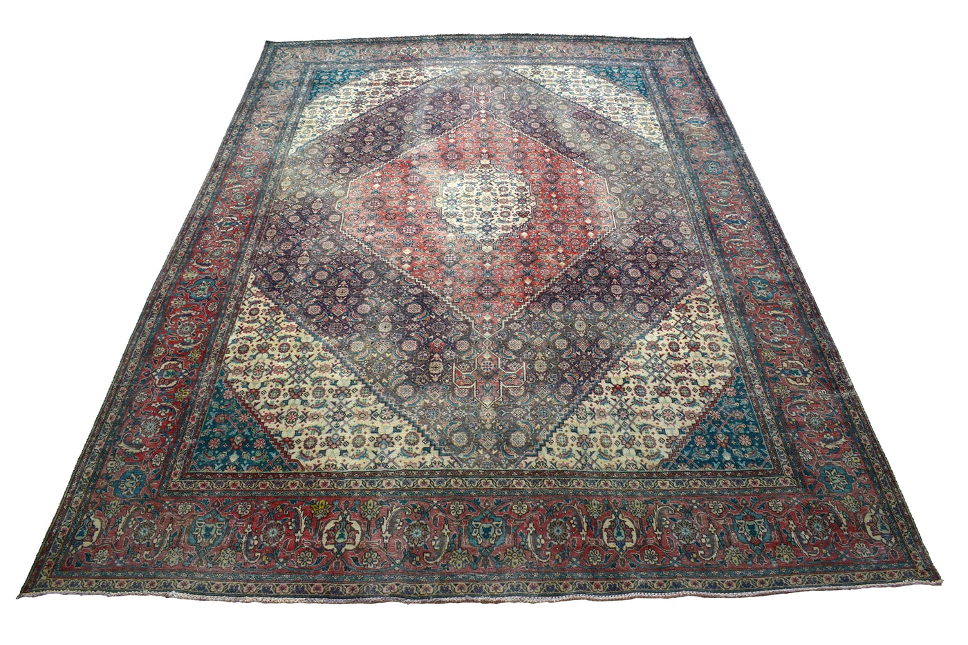 Vintage Distressed Persian Rug – Aqua Relic
