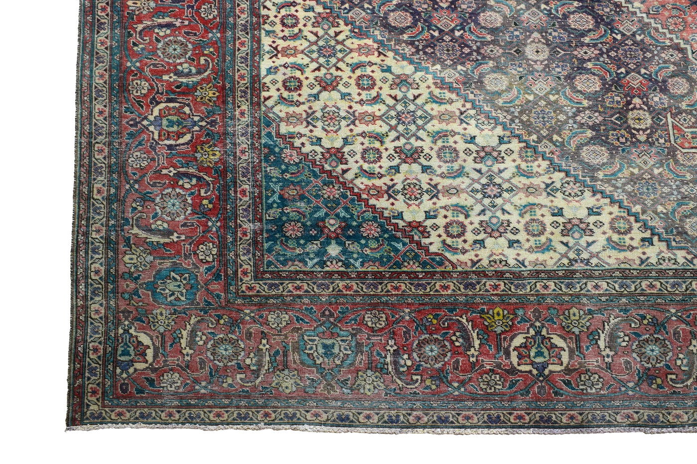 Vintage Distressed Persian Rug – Aqua Relic
