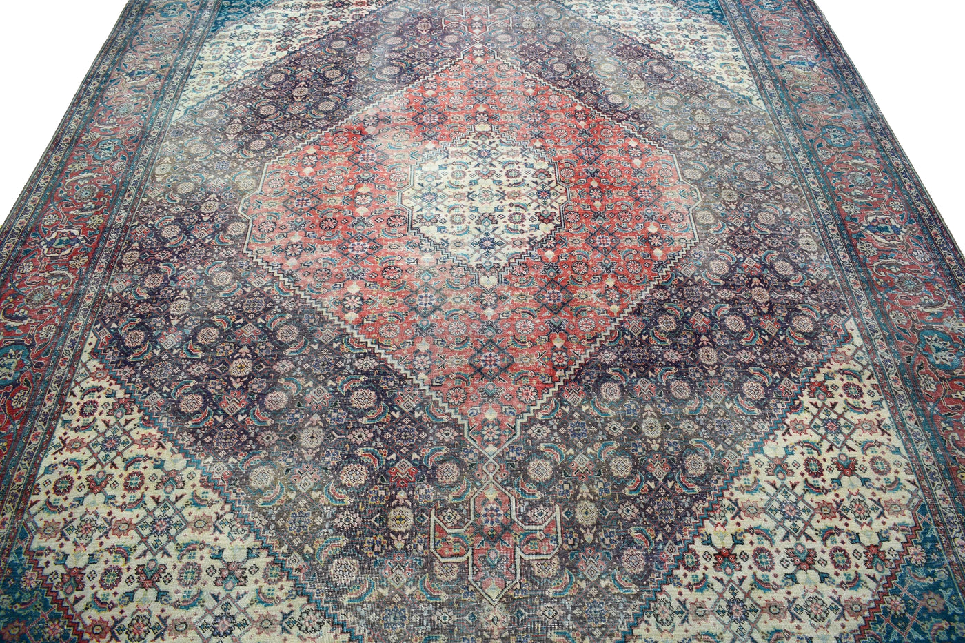 Vintage Distressed Persian Rug – Aqua Relic