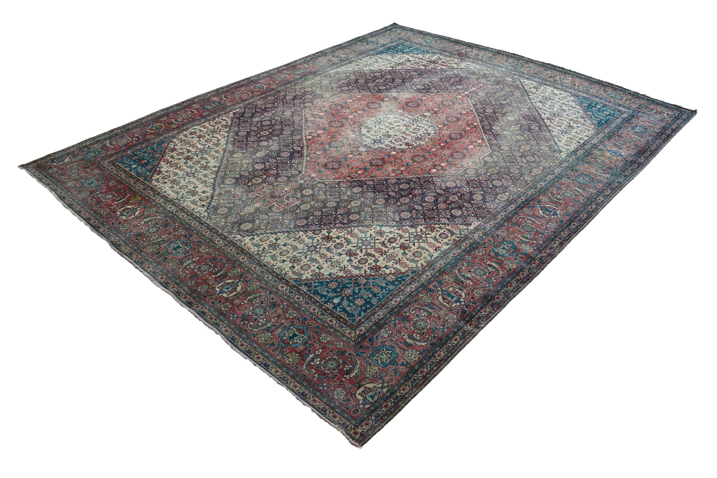 Vintage Distressed Persian Rug – Aqua Relic