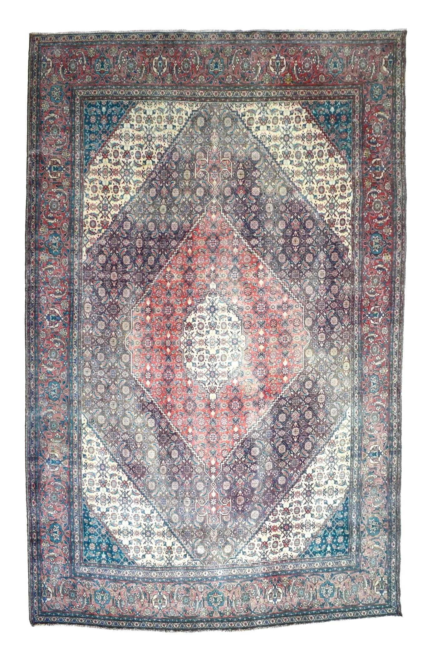 Vintage Distressed Persian Rug – Aqua Relic