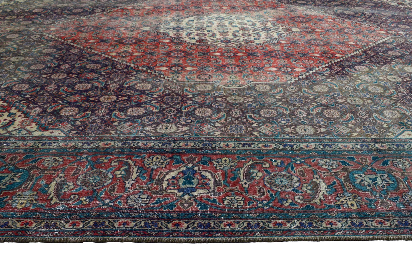 Vintage Distressed Persian Rug – Aqua Relic