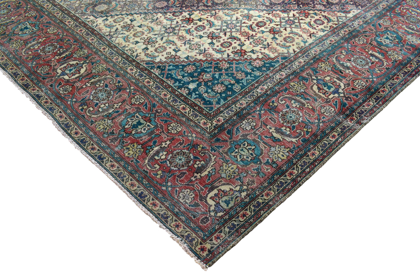 Vintage Distressed Persian Rug – Aqua Relic