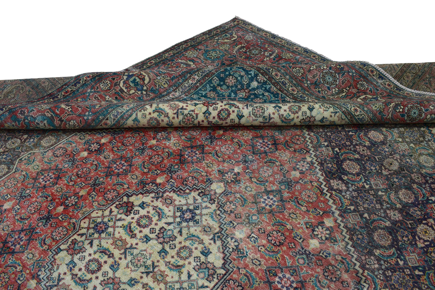Vintage Distressed Persian Rug – Aqua Relic