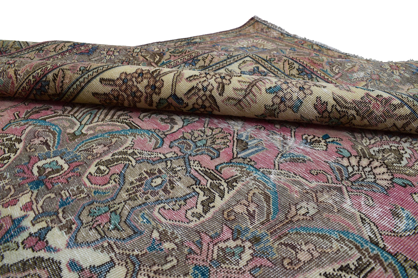 Vintage Distressed Persian Rug – Wheat Mist
