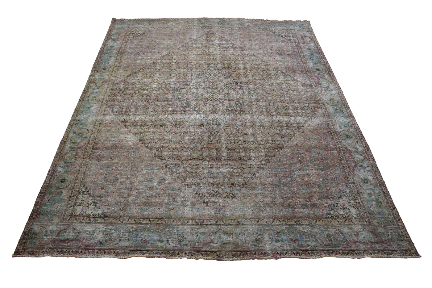Vintage Distressed Persian Rug – Linen Haze