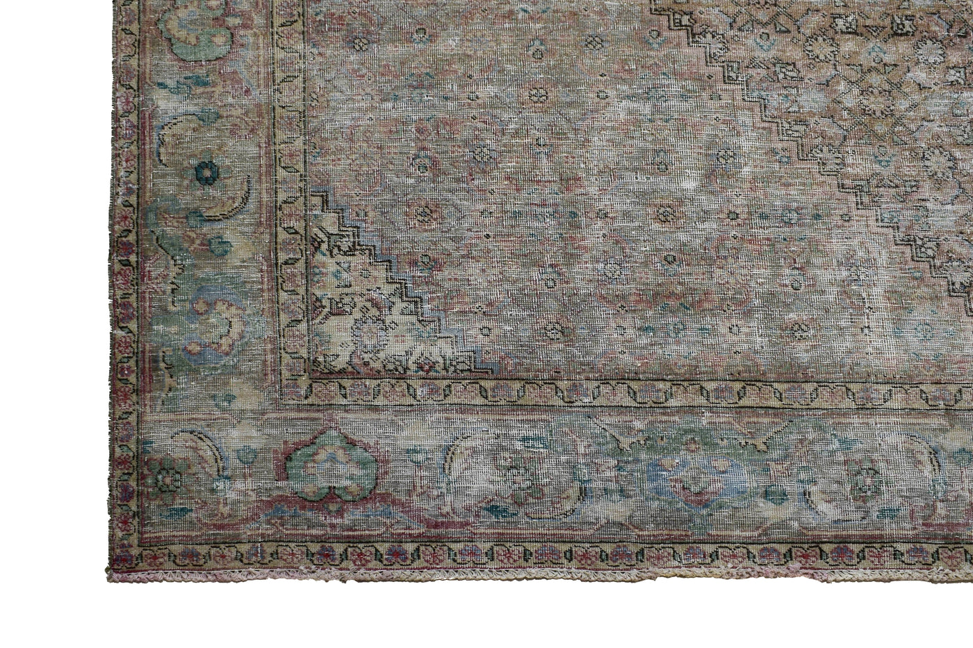 Vintage Distressed Persian Rug – Linen Haze