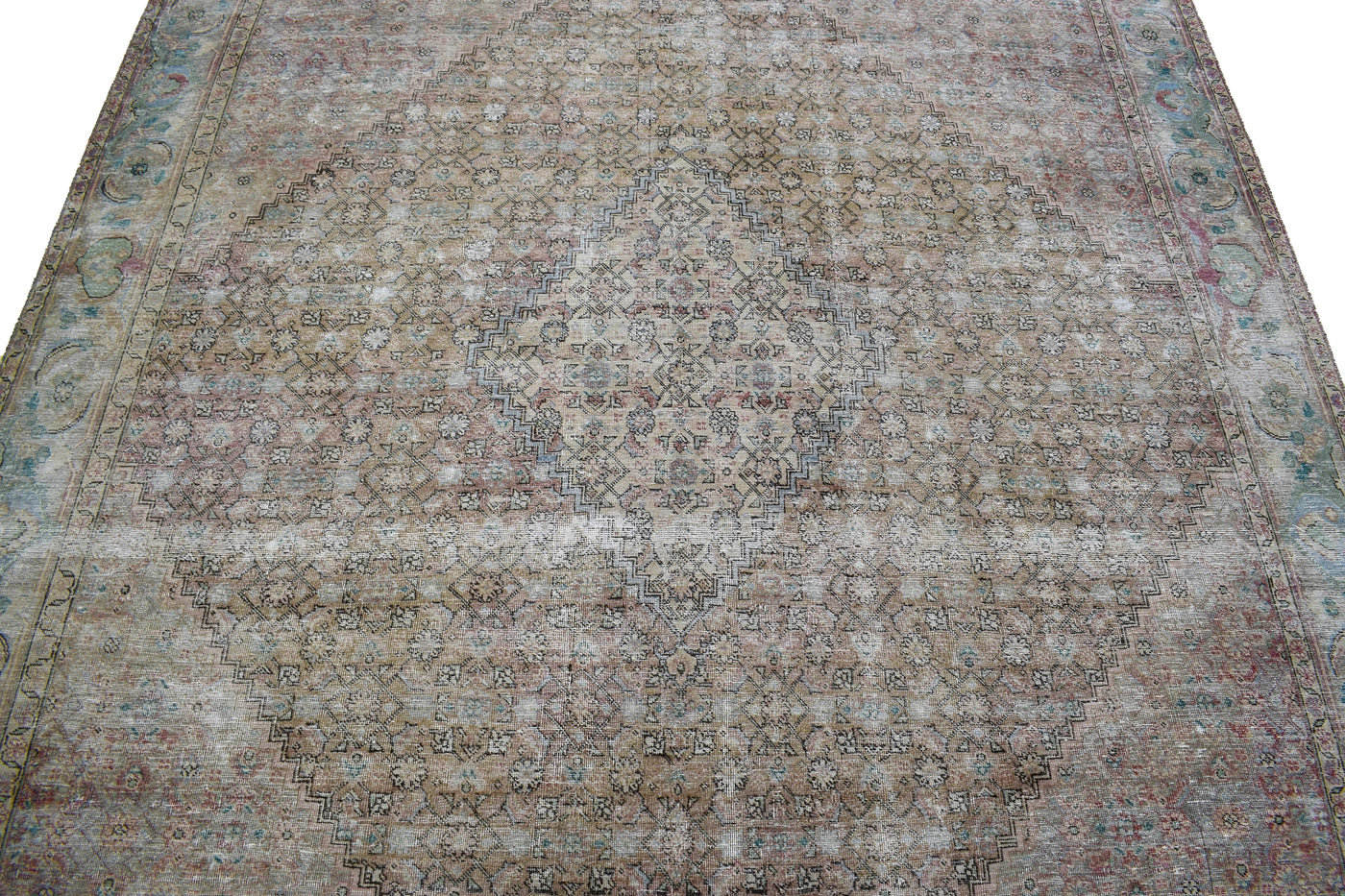 Vintage Distressed Persian Rug – Linen Haze