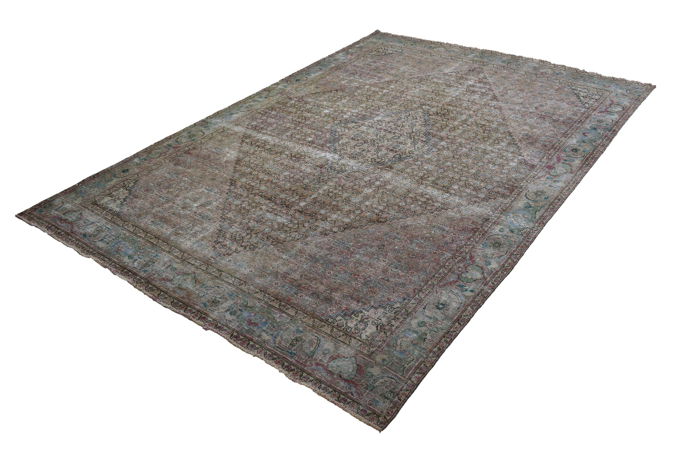 Vintage Distressed Persian Rug – Linen Haze