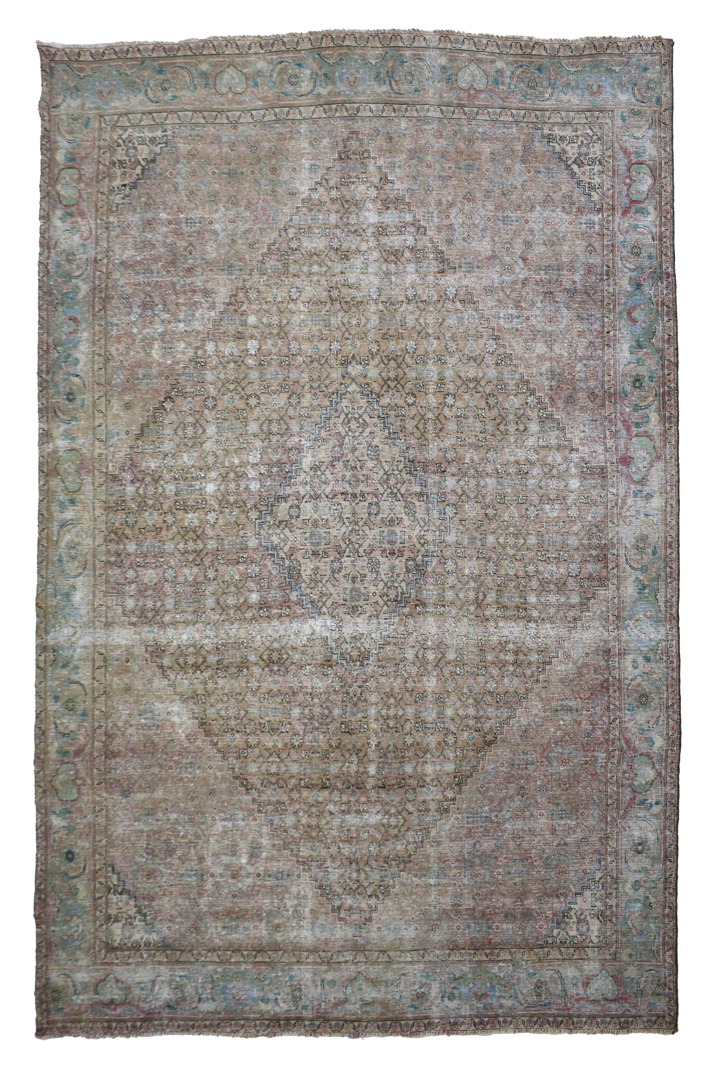 Vintage Distressed Persian Rug – Linen Haze