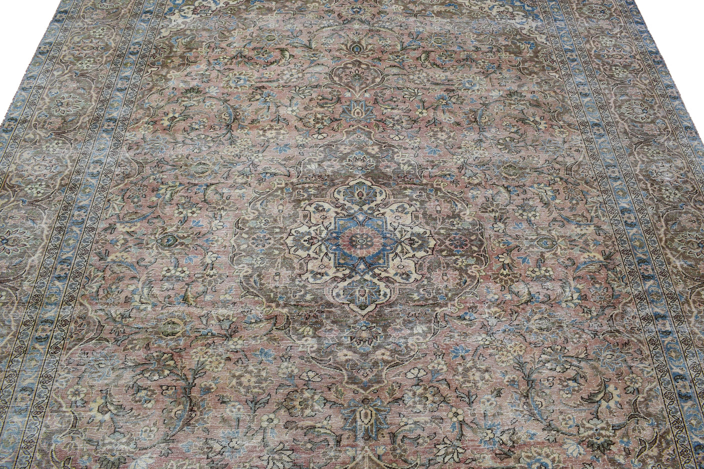 Vintage Distressed Persian Rug – Wheat Drift