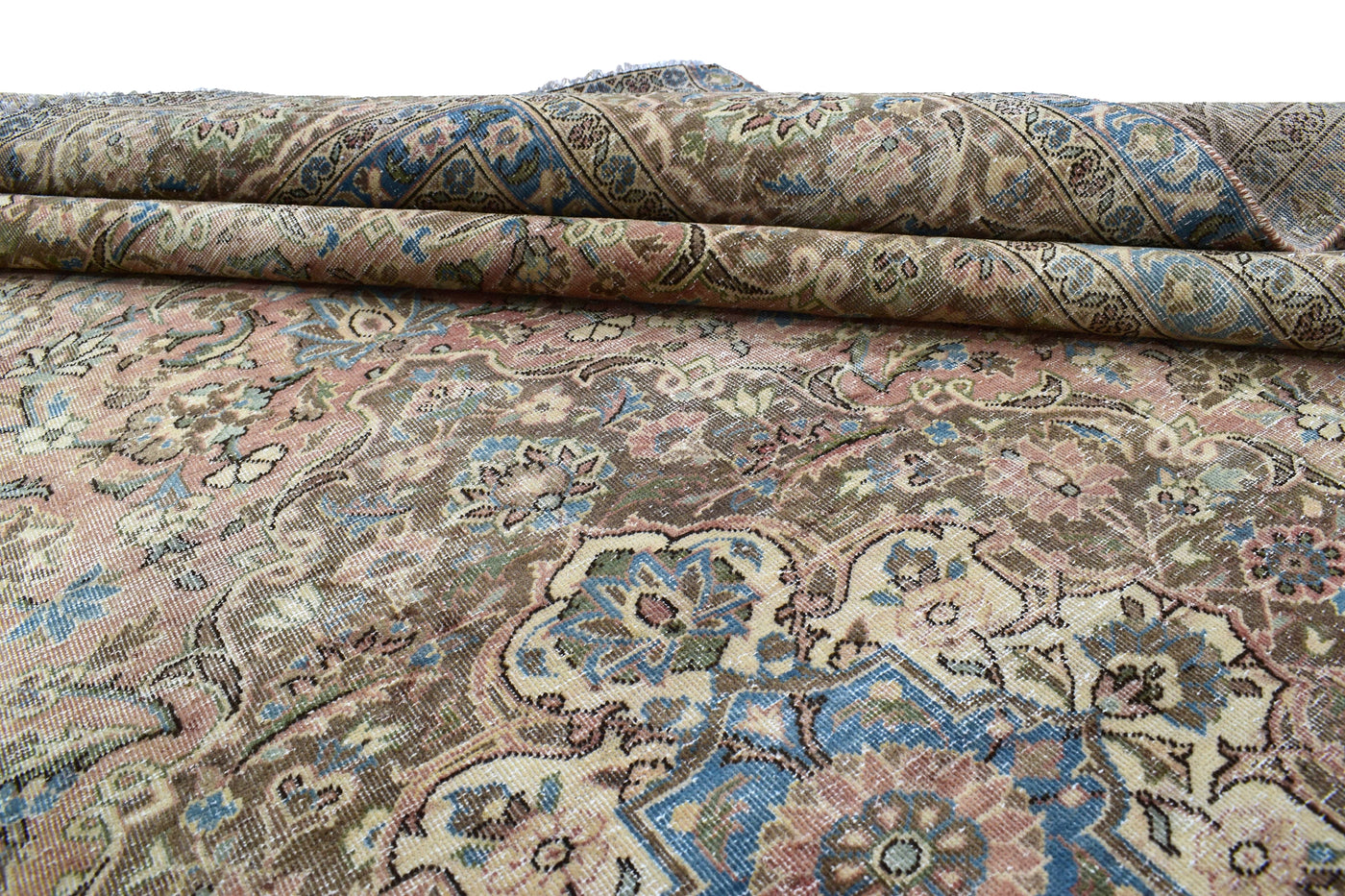 Vintage Distressed Persian Rug – Wheat Drift