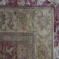 Backside of hand knotted Persian rug showing weave structure and authentic handmade construction