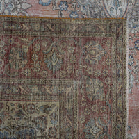 Backside of hand knotted Persian rug showing weave structure and authentic handmade construction