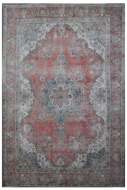 DISTRESSED Hand Knotted Vintage Persian Rug,  292 x 385 cm (Clearance)