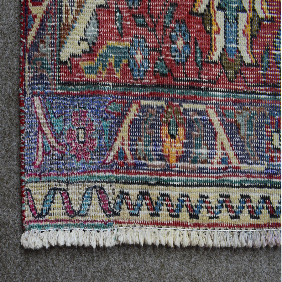DISTRESSED Hand Knotted Vintage Persian Rug, 275 x 372 cm