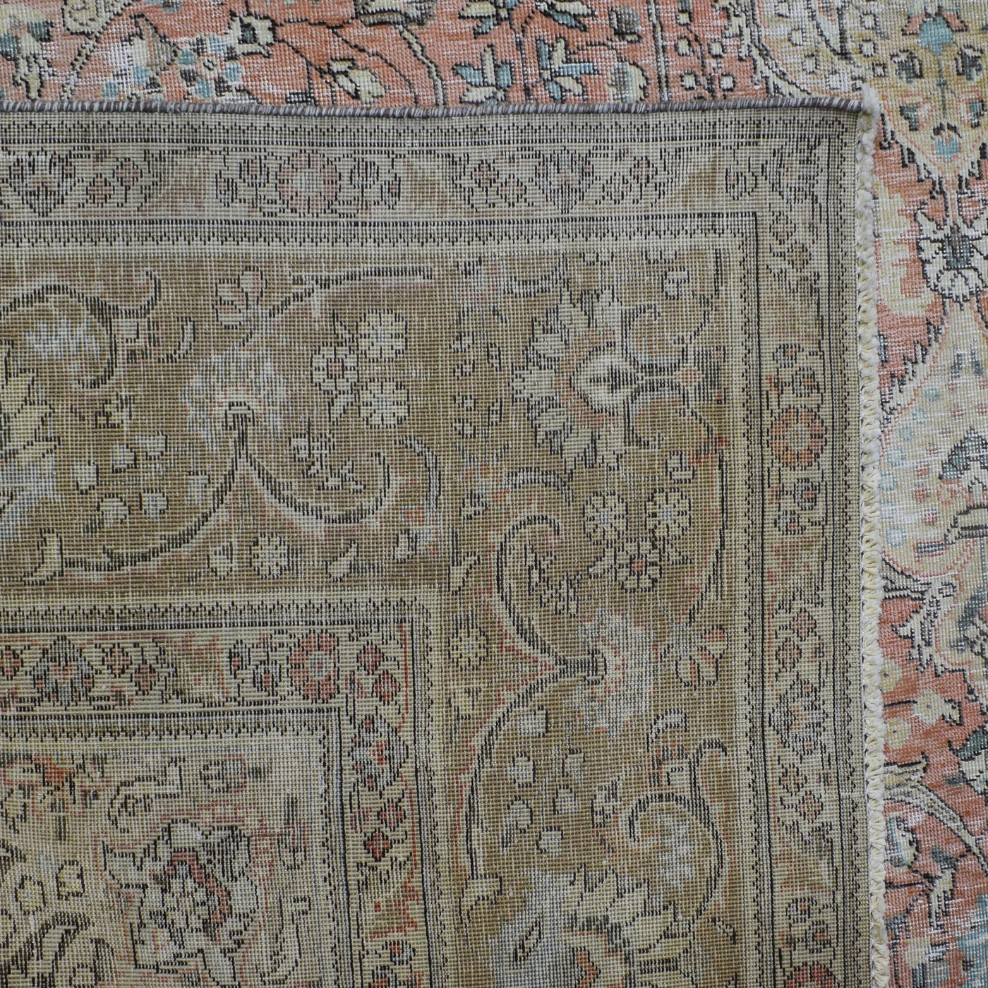 Vintage Distressed Persian Rug – Coral Mirage
