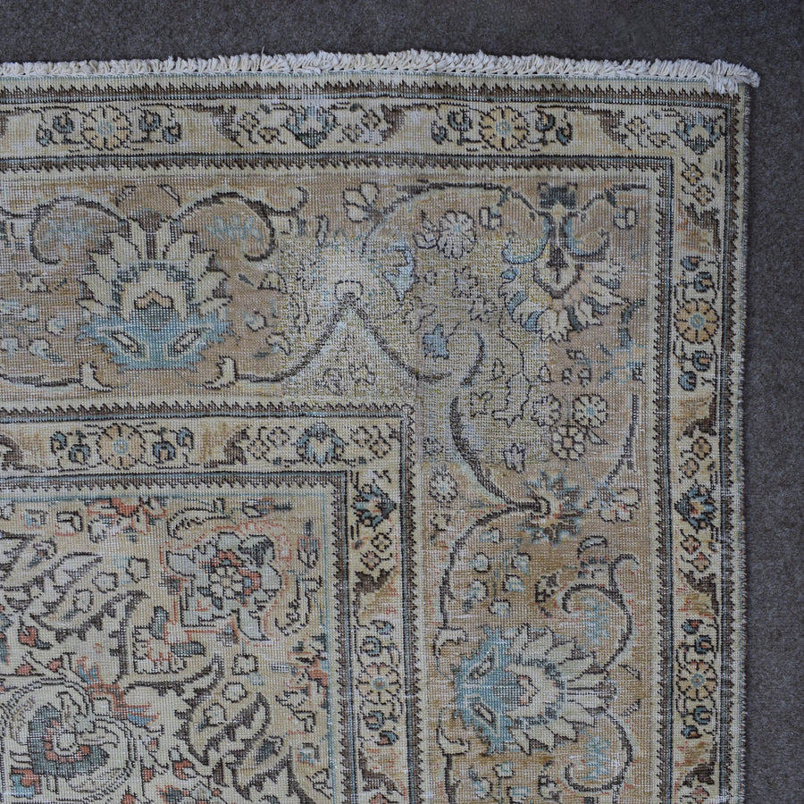 Backside of hand knotted Persian rug showing weave structure and authentic handmade construction