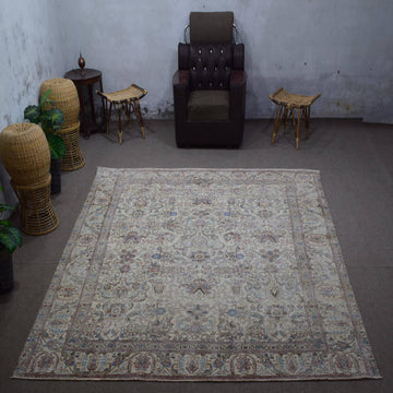 DISTRESSED Hand Knotted Vintage Persian Rug, 285 x 348 cm (Clearance)