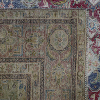 Backside of hand knotted Persian rug showing weave structure and authentic handmade construction