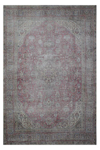 Distressed hand knotted vintage Persian rug 235x324 cm with faded rose field and subtle central medallion