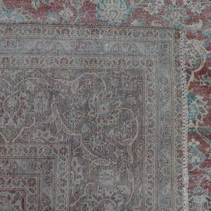 Backside of hand knotted Persian rug showing weave structure and authentic handmade construction