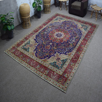 DISTRESSED Hand Knotted Vintage Persian Rug, 250 x 350 cm (Clearance)