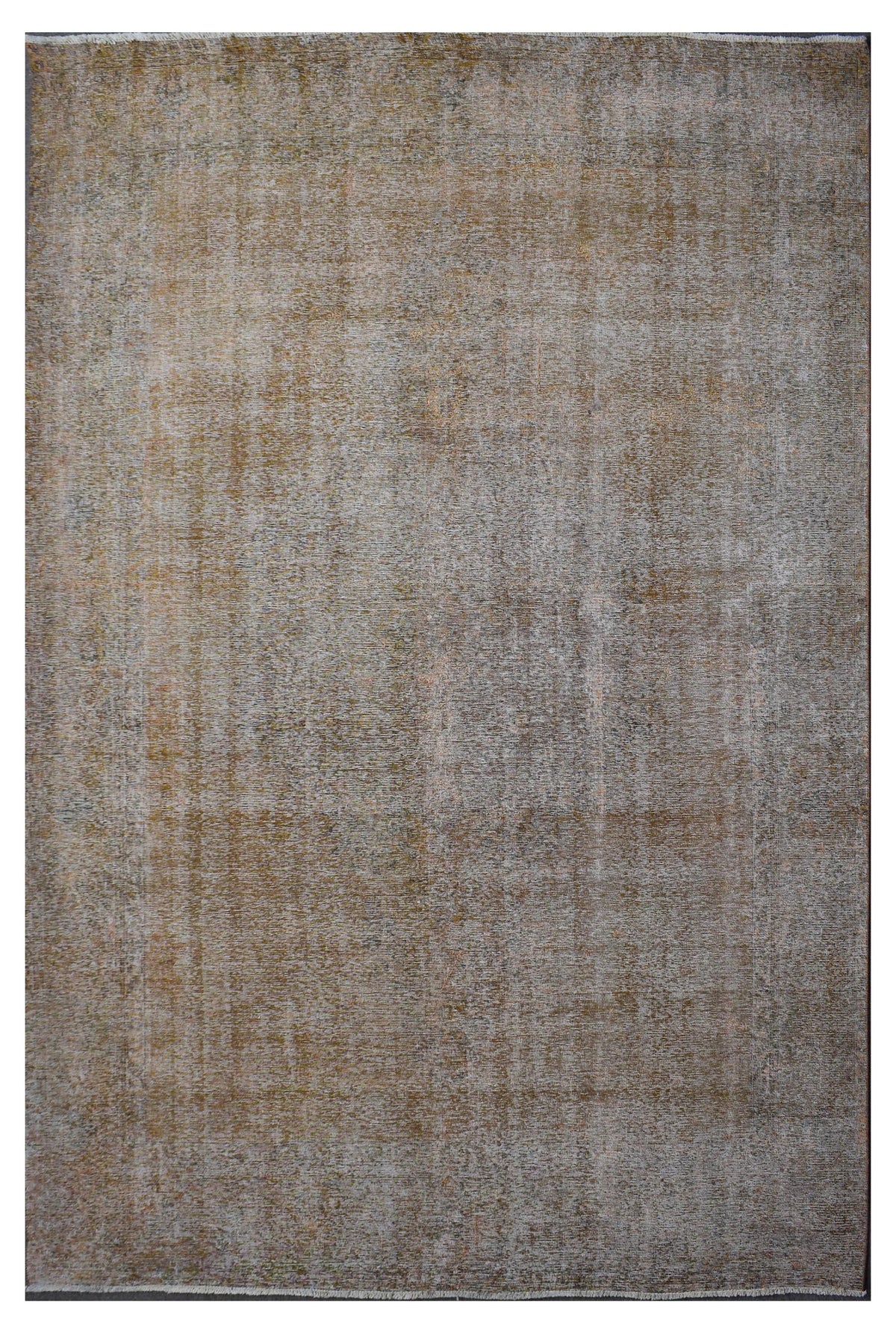 Overdyed hand knotted vintage Persian rug 287x370 cm in warm beige and sand tones
